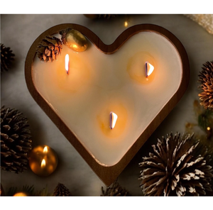 Bol à bougie en bois rustique en forme de cœur, support de bougie pour la Saint-Valentin, vente en gros, support de bougie en bois d'acacia - Product Image 1
