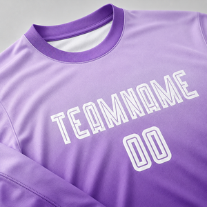 เสื้อฟุตบอลแขนยาวสีม่วงสำหรับผู้ชาย คอกลม ระบายเหงื่อได้ดี พิมพ์ลายแบบซับลิเมชั่น ชื่อทีมด้านหลัง ผ้าโพลีเอสเตอร์ 180 กรัม - Product Image 6