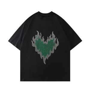 Camiseta de Punto Personalizada de Alta Calidad con Pedrería, 250 g/m², Algodón Orgánico, Corte Holgado, Estilo Urbano, Unisex, Transpirable - Product Image 4