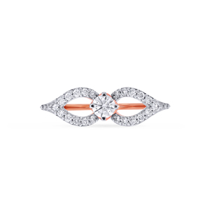 Bague en or rose 18 carats pour femme, design élégant feuille infinie avec pierre centrale solitaire ronde, luxe pour fiançailles et mariage - Product Image 4