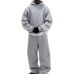 Conjunto Deportivo de Invierno de Dos Piezas, Grueso, 100% Algodón, Resistente al Viento, Transpirable, con Logotipo Personalizado, Diseño de Patrón Sólido - Product Image 1