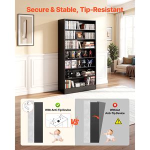 7 Tier Media <b>Storage</b> Cabinet 27.56 X 11.81 X 55.12 Organizer for CDs DVDs Books DVD Shelf Bookcase - Product Image 4