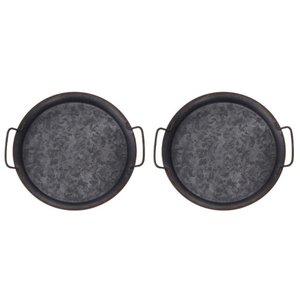 Bandeja Decorativa Ovalada de Metal Galvanizado Gris con Asas Rústicas, Juego de 3 Bandejas para Servir Estilo Rústico para Decoración del Hogar y Eventos - Product Image 3