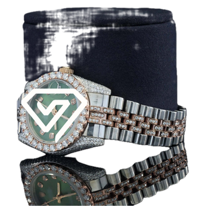41MM <b>Chronograph</b> Style Moissanite Diamond Watch Two Tone Rose Gold Full Pave Luxury Iced Out Watch - Product Image 6