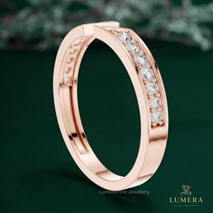 Rose Gold <b>Open</b> Chevron Lab Grown Diamond Band <b>Ring</b> for Women Minimalist Luxury 14K IGI Certified Fine Jewelry Wedding Gift - Product Image 5