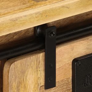 Mueble de TV de Madera de Mango Natural Sólida con Componentes Deslizantes, Mueble Elegante para Sala de Estar - Product Image 5