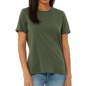 T-shirts en coton et polyester pour femmes, style classique personnalisé, manches courtes, coupe ajustée, col rond, tissu tricoté, design uni teint, séchage rapide - Product Image 6