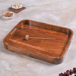 Bandeja de Servir de Madera con Elegantes Asas, Hecha a Mano, Decorativa, para Desayuno, Té, Café, Comida, para el Hogar, Cocina, Hotel - Product Image 5