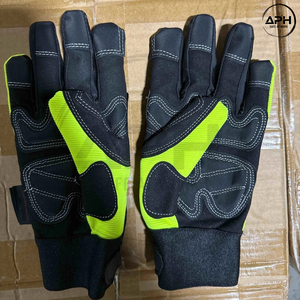 High Visibility Yellow Mechanics Work Gloves Black Synthetic <b>Leather</b> Reinforced Palm Touch Screen Reflective <b>Strip</b> Hand Gloves - Product Image 4