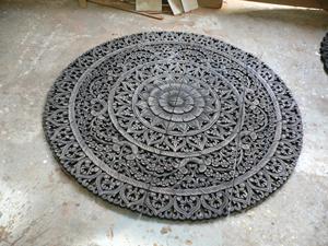 Paneles Redondos Grabados de Madera de Teca de 4 pies para Colgar en la Pared, 100% Hechos a Mano, de Alta Resistencia, Ecológicos, de Origen Tailandés Clásico - Product Image 6