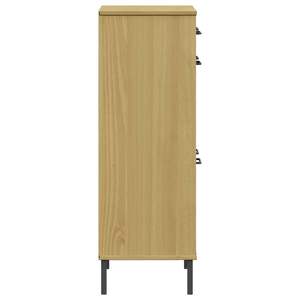 Grand porte-chaussures en bois de pin massif brun et métal - Product Image 6