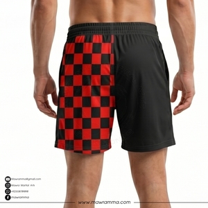 Pantalones Cortos de MMA para Hombre MAWRA, Rojos y Negros a Cuadros, de Secado Rápido, Corte Regular, con Logotipo Frontal Sublimado, Ropa de Artes Marciales Mixtas - Product Image 2