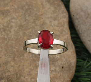 Bague Solitaire en Argent Sterling 925 avec Rubis et Quartz pour Femme, Sertissage Classique à Lunette, Bijoux Fins, Vente en Gros - Product Image 5