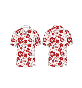 เสื้อโปโลพิมพ์ลายดอกไม้ฮาวายสีแดงสำหรับผู้ชายแขนสั้นลำลองแฟชั่นชายหาดฤดูร้อน - Product Image 3