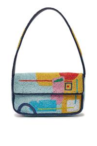 Bolso de Hombro Artesanal con Cuentas de Coral y Múltiples Patrones Abstractos, Cartera con Solapa de Tela Botánica Colorida, Bolso de Fiesta de Moda para Mujer - Product Image 5