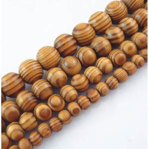 Perles en bois rondes naturelles de conception organique, perles en vrac avec trou pour la fabrication de bijoux, bracelets, perles artisanales - Product Image 4