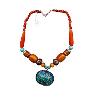 Collier bohème en pierre turquoise – Bijoux tribaux perlés faits à la main – collier bohème rustique pour femme - Product Image 5