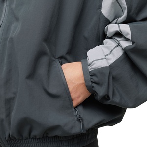 Women's Dark Grey Windbreaker <b>Jacket</b> Oversized <b>Track</b> <b>Jacket</b> Two-Tone Sleeve Sporty Zip Up Bomber Coat Casual Sportswear - Product Image 2