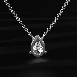 Collier pendentif élégant en diamant de laboratoire en forme de poire, collier en diamant fin, design haut de gamme, bijoux de mariée de luxe. - Product Image 4