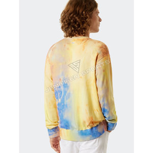 Vêtements de sport d'hiver écologiques, sweat-shirt à col rond en molleton 100% coton tie-dye pour hommes, respirant - Product Image 4