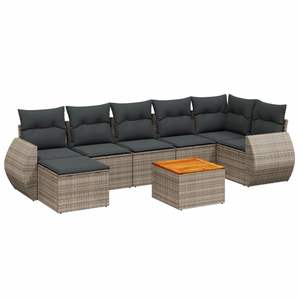 Set di Divani da Giardino Modulari in Rattan PE Grigio, 8 Pezzi, Eleganti Divani da Giardino Componibili - Product Image 2