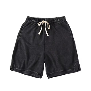 Shorts taille haute délavés à l'acide pour femme, 100 % coton, style vintage, respirants, séchage rapide, écologiques, avec taille élastique, pour usage quotidien - Product Image 1