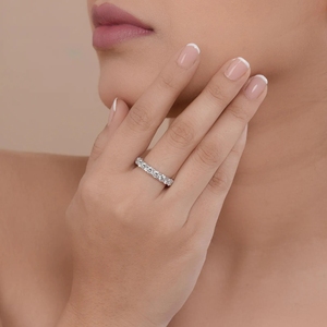 Fine Jewelry GRA Certified Moissanite Diamond <b>Ring</b> 925 Sterling <b>Silver</b> Hip Hop Moissanite <b>Eternity</b> <b>Ring</b> Stacking <b>Rings</b> Jewelry - Product Image 3