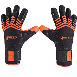Gants de gardien de but de football extensibles en latex allemand noir et orange, design personnalisé, avec latex allemand de 4 mm - Product Image 1