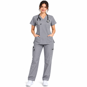 Custom Medical <b>Scrub</b> Sets for Women V Neck <b>Scrub</b> <b>Top</b> and Cargo Pants Healthcare Nurse Uniform Hospital Workwear - Product Image 1