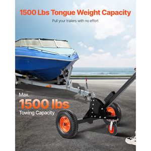 Chariot de remorquage robuste pour remorque, capacité de charge de 1500 lb, avec 2 roues pneumatiques de 16 pouces, chariot et déplaceur 2-en-1, ajustement universel - Product Image 1