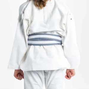 White BJJ <b>Kimono</b> Uniform Regular Fit 100% Cotton Breathable Adult Unisex Martial Arts Wear with Gray and White <b>Belt</b> - Product Image 2