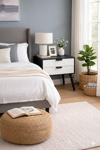 Nightstands End <b>Side</b> <b>Table</b> Solid Wood Legs for Bedrooms, Bedside <b>Table</b>, Storage Box,2 <b>Drawer</b> Designs More Storage Space - Product Image 2