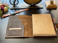 Carnet de notes A5 fait main en cuir véritable vintage, reliure cousue, rechargeable, pages lignées/délinquées, 184 pages, idéal pour cadeaux d'entreprise