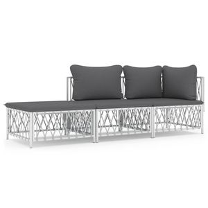 Set Lounge da Giardino Bianco e Grigio Scuro - Product Image 2