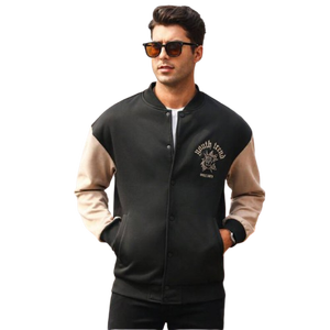 Modern College Streetwear <b>Baseball</b> Varsity <b>Jacket</b> <b>for</b> <b>Men</b> Snap Button Closure Custom Lightweight Fleece Trendy Winter Fashion - Product Image 1