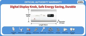 Calentador de Agua Eléctrico Digital Inteligente de Tanque Plano de 40L, Clase A++, Eficiente Energéticamente, de Pared, para Uso Doméstico y Hotelero - Product Image 6