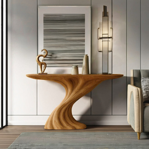 Mesa de Entrada para Hotel, Mesa Consola Escultural de Madera Maciza, Diseño Orgánico Moderno de Mediados de Siglo, Pieza Decorativa Hecha a Mano para Sala de Estar - Product Image 5