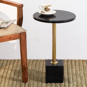 Table de chevet en marbre noir et laiton, moderne rond, fabriqué en inde, tout bureau, maison, Restaurant, Super marché, 2022 - Product Image 1