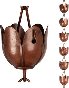 Cadena de Lluvia Decorativa de Hierro Hecha a Mano, la Más Vendida, para Drenaje de Agua en Exteriores y Elegante Adorno Colgante para Jardín - Product Image 3