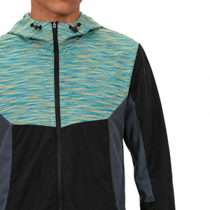 Custom Men’s Lightweight Printed Panel Hooded Running Tracksuit Full Zip Windbreaker Jacket with Athletic Shorts Performance Gym - Product Image 3
