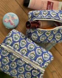 Quilted Cotton Beauty/Travel Pouches Set 3 <b>Makeup</b> Storage Zipper Bags Hand printed Bags Pouch Jewelry Toiletry Shaving Cotton - Product Image 4