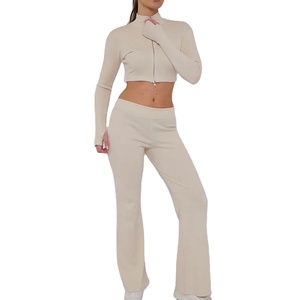 Conjunto Deportivo de Dos Piezas de Lona Sólida para Mujer, Informal, para Entrenamiento, 100% Algodón, Ecológico, Transpirable, de Secado Rápido - Product Image 2