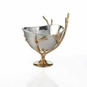 Corbeille à fruits moderne en acier inoxydable avec base en forme de feuille de Ginkgo argentée, plat de luxe en métal pour salade et collations, centre de table de mariage - Product Image 3