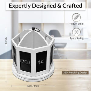Porte-stylo en bois artisanal de qualité supérieure pour organiser le bureau et décorer l'espace de travail à domicile - Product Image 3