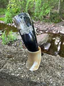 Viking Drinking Horn with Horn Stand-American Style Eco-Friendly <b>Disposable</b> Large Capacity for Home Restaurant Office Party Use - Product Image 5