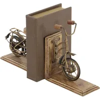 Paires de serre-livres décoratifs en métal, design vélo artisanal moderne, finition bronze antique, écologiques, pour bibliothèque et maison