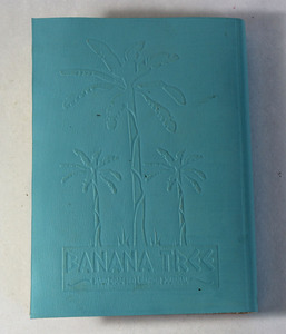Carnet en cuir de chèvre bleu clair, gaufré motif bananier, 100 pages intérieures en papier, vente en gros - Product Image 4