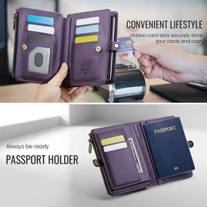 Cartera Vintage de Piel de Vaca Auténtica, Unisex, Duradera, Corta, con Cierre y Ranuras para Tarjetas - Product Image 4