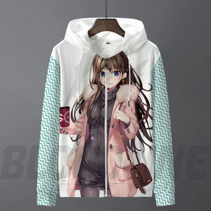 เสื้อฮู้ดซิปอนิเมะลายตัวการ์ตูนสีขาวชมพู ผ้าถักเนื้อนุ่มใส่สบายทรงปกติ ยูนิเซ็กส์ 100% ผ้าฝ้าย สไตล์ฮิปฮอป เหมาะสำหรับฤดูหนาว - Product Image 6