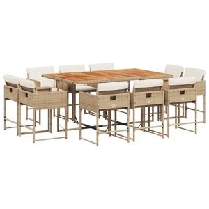 Conjunto de Comedor Plegable para Patio de 10 Personas, Ratán Sintético PE Beige, Juego de 10 Muebles de Jardín - Product Image 2